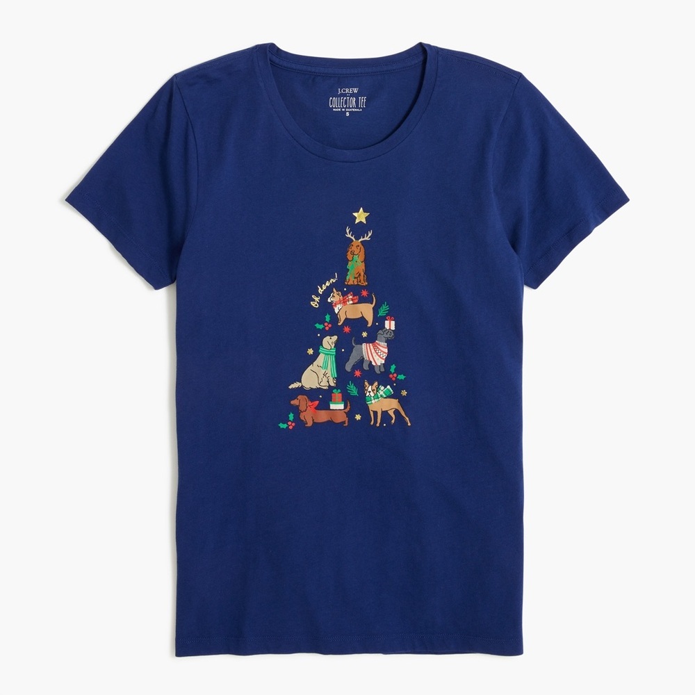 J.Crew Holiday dog and tree graphic tee